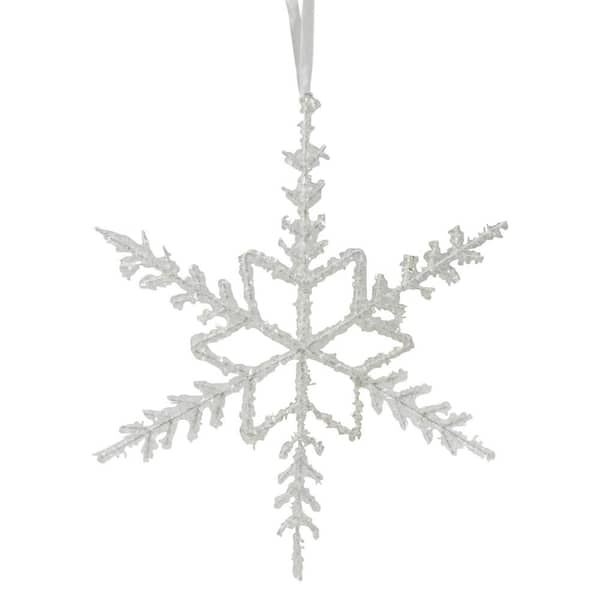 Northlight 10 in. White Glittered Snowflake Christmas Ornament