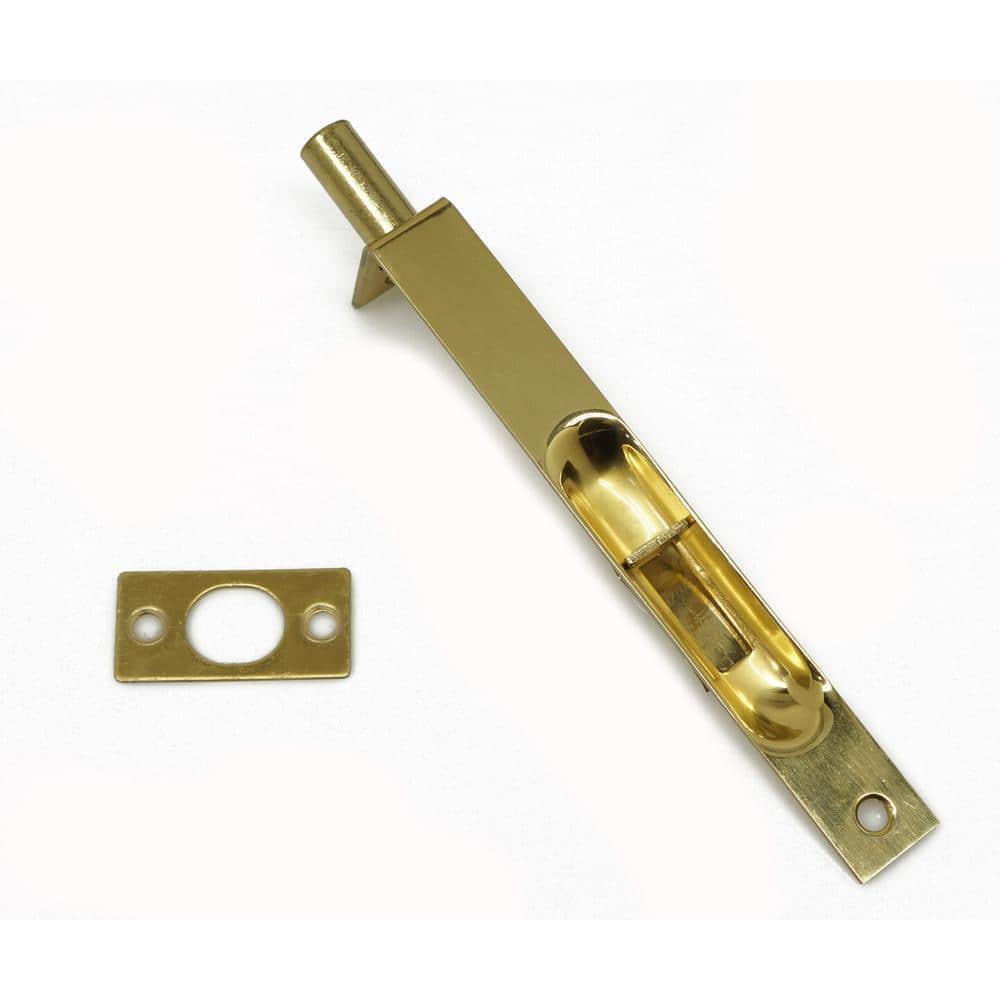UPC 879913000007 product image for 6 in. Solid Brass Flush Bolt with Square End in Polished Brass | upcitemdb.com