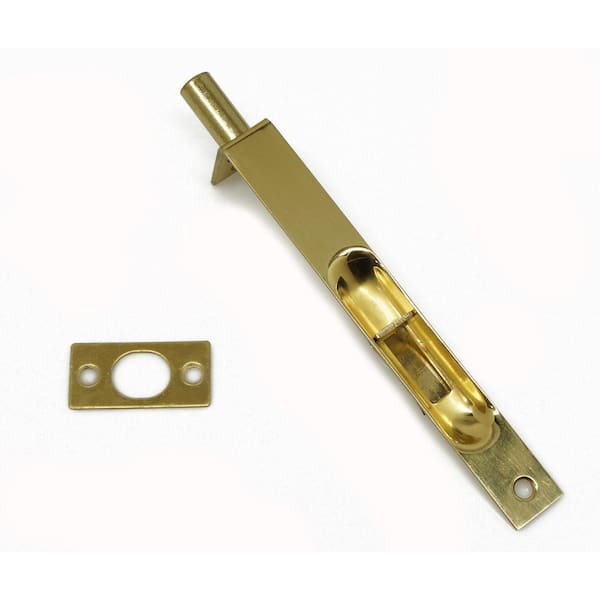 6 in. Polished Solid Brass Flush Door Bolt