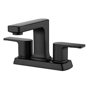 Dean 4 in. Centerset 2-Handle Bathroom Faucet with Drain Assembly, Rust and Tarnish Resist in Matte Black