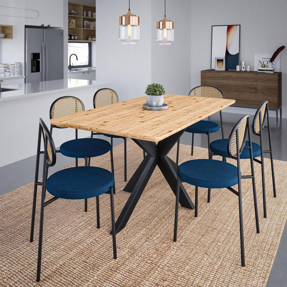 Ravenna 63" Natural Reclaimed Wood Dining Table with Metal Base