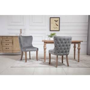 Gray wing-back dining chair with backstitching nailhead trim (Set of2)