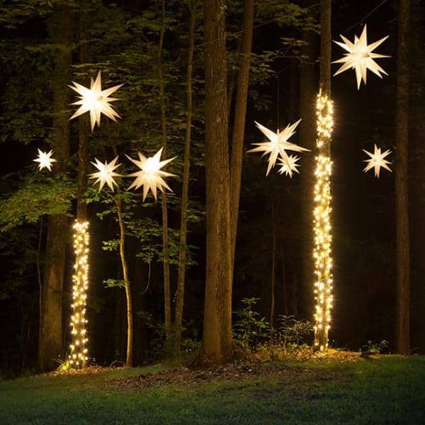 14" Frosted White Plastic Moravian Star with Warm LED Light