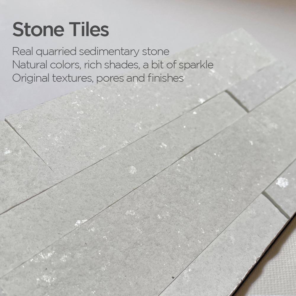 24" x 6" Crystal Warm White Stone Peel & Stick Tile