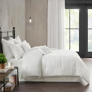 Janeta 8-Piece White Polyester King Comforter Set