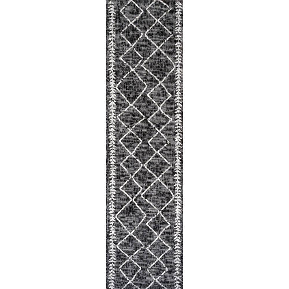 Bohemian Black/Ivory Synthetic Diamond Trellis 2x10 Rug