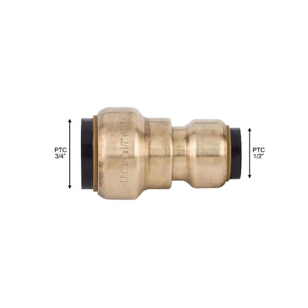 Tectite 3 4 In X 1 2 In Brass Push To Connect Reducer Coupling Fsbc3412 The Home Depot