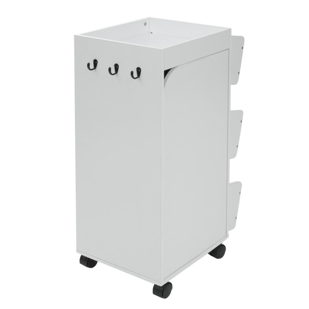 White and Black Swivel Organizer Cart with Shelves