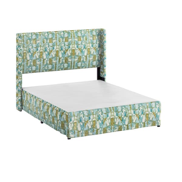 JAYDEN CREATION Raymond 2-Piece Metallic Wingback Design Queen Bedroom Set with Metal Platform Bed Frame