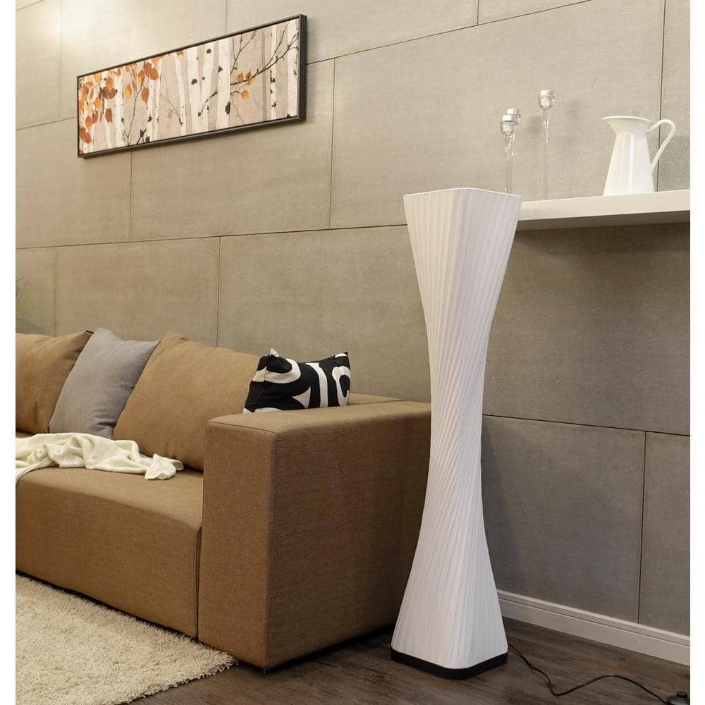 Ballerina 48" Modern Twist Black Floor Lamp with Polyethylene Shade