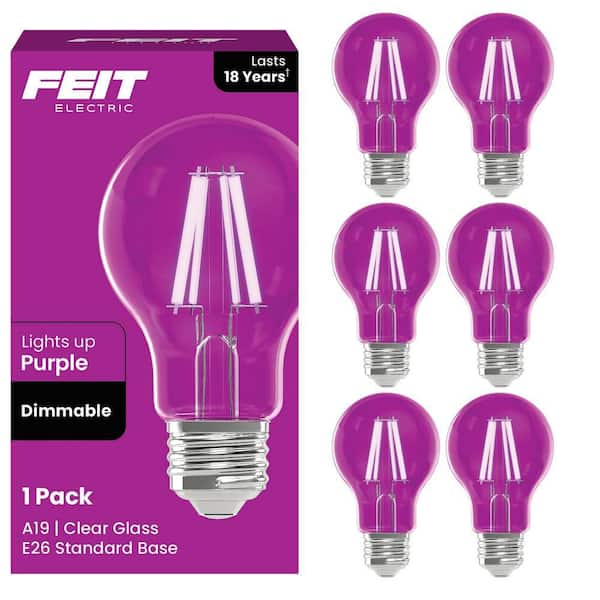 Feit Electric 25-Watt Equivalent A19 Dimmable Filament Purple