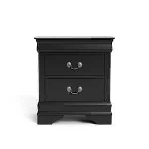 Burkhart Black 2-Drawer 21.63 in. W Nightstand