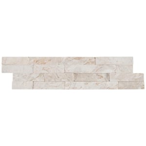 Royal White Ledger Panel 6 in. x 24 in. Splitface Quartzite Wall Tile (6 sq. ft./Case)