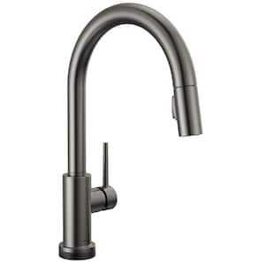 Trinsic Touch2O with Touchless Technology Single Handle Pull Down Sprayer Kitchen Faucet in Black Stainless