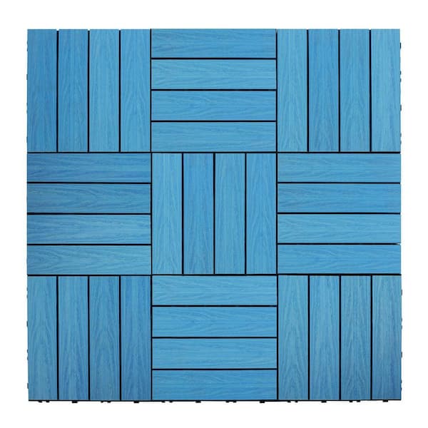 NewTechWood UltraShield Naturale 1 ft. x 1 ft. Quick Deck Outdoor Composite Deck Tile Sample in Caribbean Blue