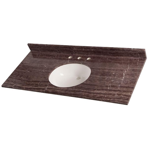 Home Decorators Collection 49 in. W x 22 in. D Cultured Marble White Single Sink Vanity Top in Coffee