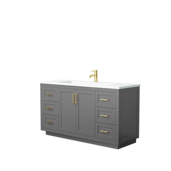 Wyndham Collection Miranda 60 in. W Single Bath Vanity in Dark Gray with Solid Surface Vanity Top in White with White Basin