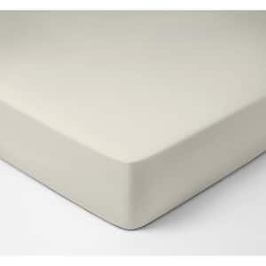 1-Piece Ivory, Solid 100% Organic Cotton, Cal King (72 in. x 84 in.), Smooth and Breathable, Super Soft, Fitted Sheet
