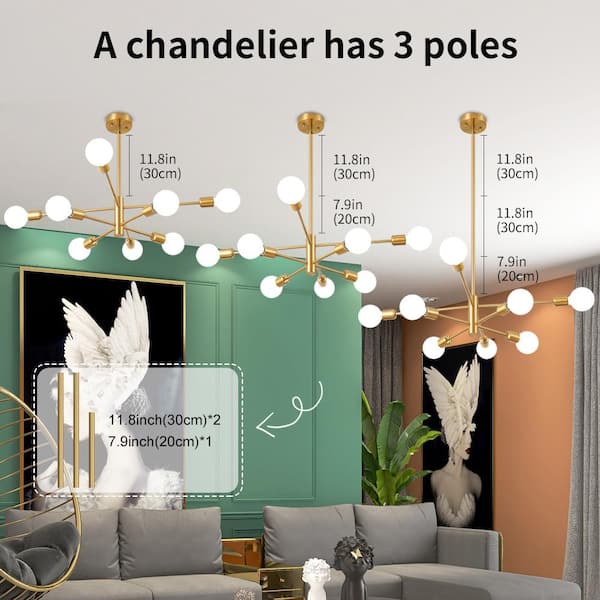 Reviews for Deyidn 8-Light Vintage Gold Linear Sputnik Chandelier