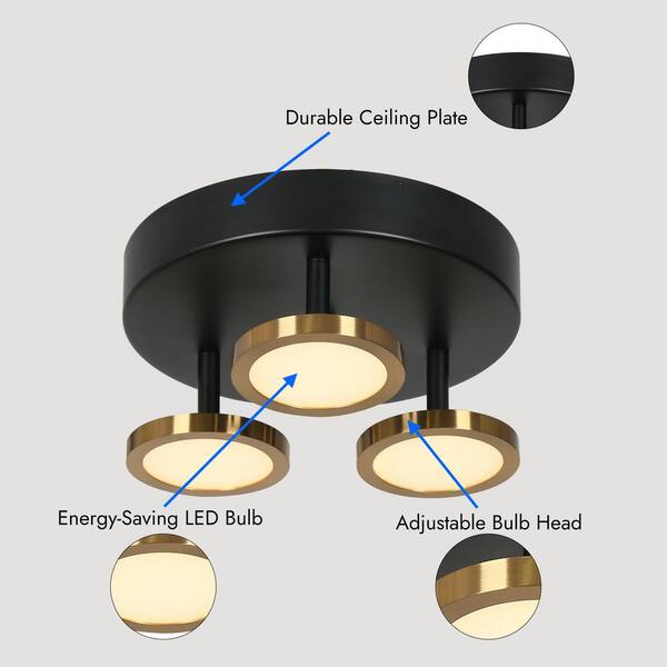 Zevni Adjustable 9 in. Modern 3-Light Black Integrated LED Zevni Adjustable 9 in. Modern 3-Light Black Integrated LED