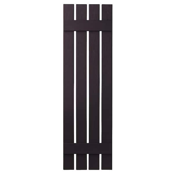 Ply Gem 16 in. x 51 in. Polypropylene Plastic 4-Board Open Board and Batten Shutters Pair in Dark Berry