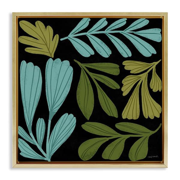 Stupell Industries Varied Leaves Collage by Cheryl Warrick Gold Floater Frame Nature Graphic Art Print 25 in. x 25 in.