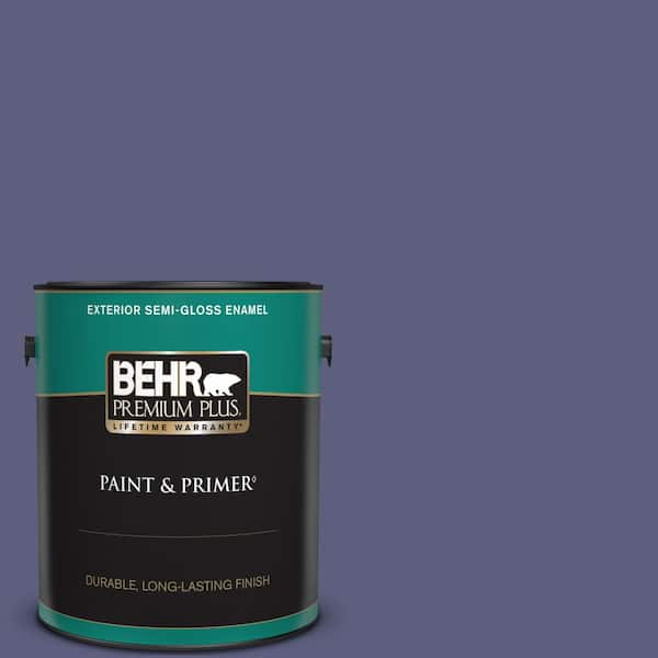 BEHR PREMIUM PLUS 1 gal. #M550-7 Strong Iris Semi-Gloss Enamel Exterior Paint & Primer