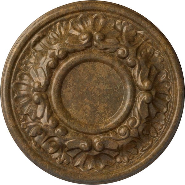 Ekena Millwork 7-1/2 in. x 1-1/8 in. Pessa Urethane Ceiling Medallion (Fits Canopies upto 2-1/2 in.), Rubbed Bronze