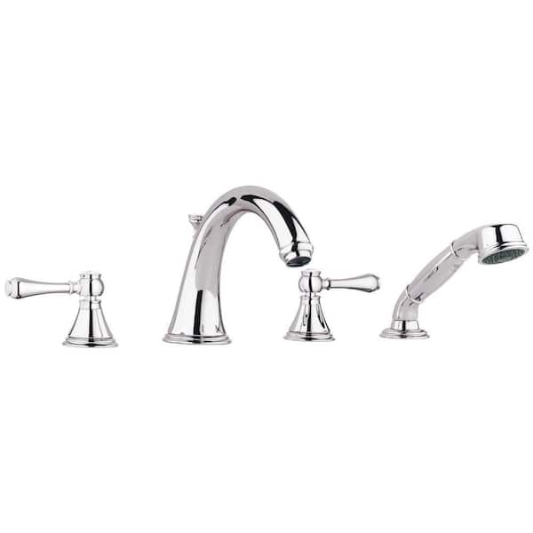 GROHE Geneva 2-Handle Roman Tub Faucet with Hand Shower in Polished Nickel Infinity
