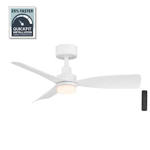 Marlston 36 in. Indoor/Outdoor Matte White with White Blades Ceiling Fan with Adjustable White LED with Remote Included