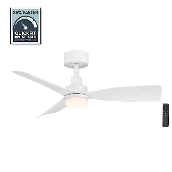 Hampton Bay Marlston 36 in. Indoor/Outdoor Matte White with White Blades Ceiling Fan with Adjustable White LED with Remote Included