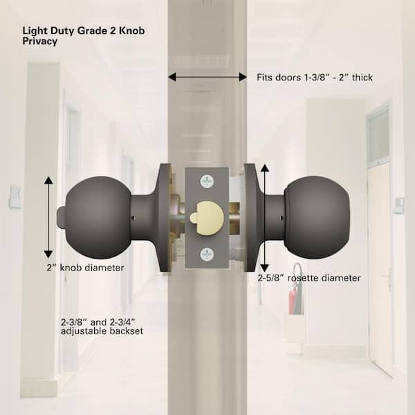 Hubbard Brass Interior Door Knob & Plate Set - Adjustable Backset