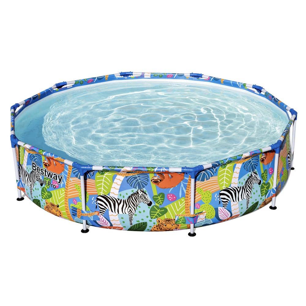 Bestway Steel Pro 9 ft. x 26 in. Round 26 in. Metal Frame Pool 56986E
