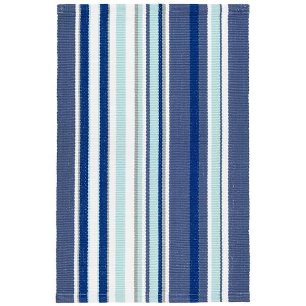 Skyler Stripe Handwoven Blue 3 ft. x 5 ft. Outdoor Area Rug