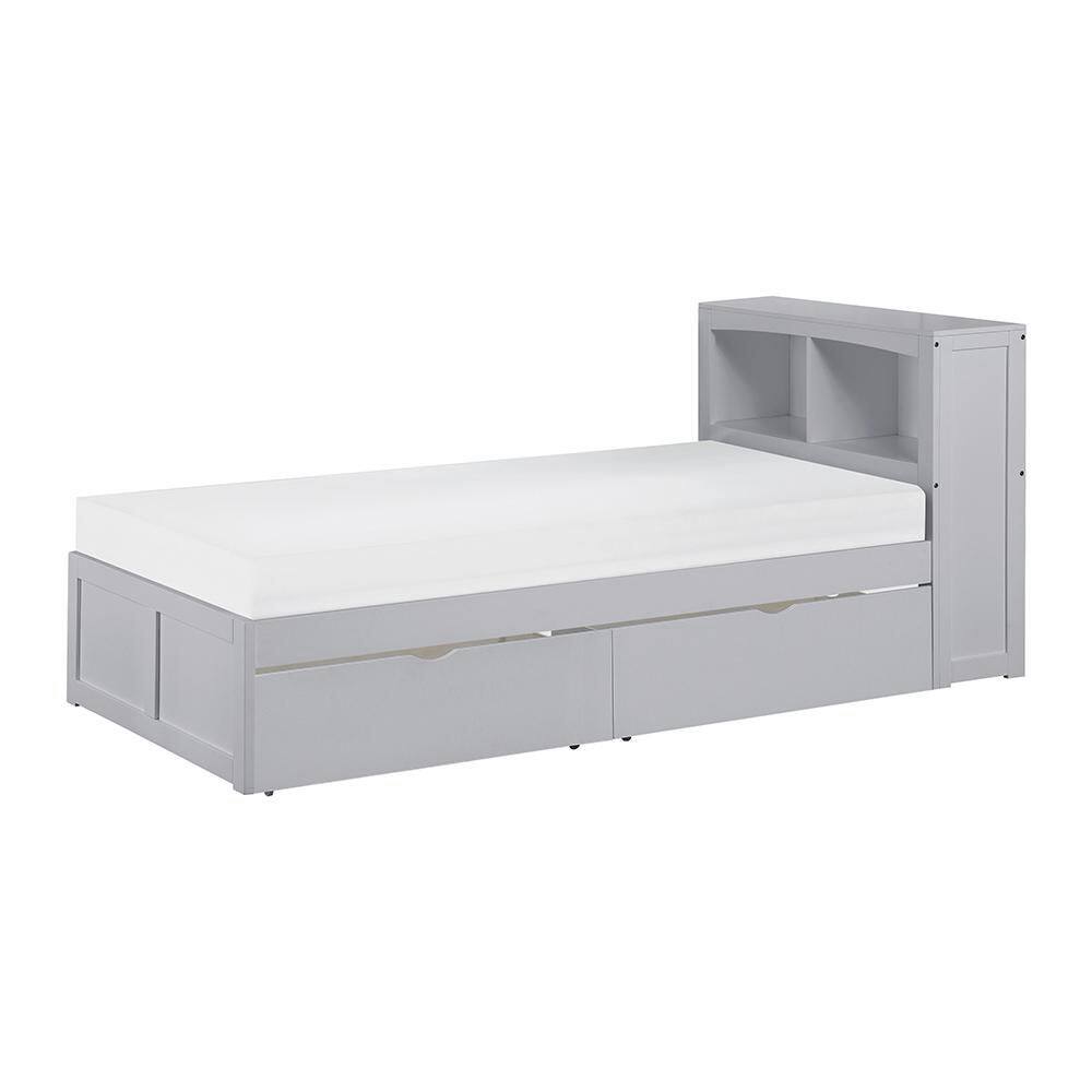 Darwan Gray Wood Frame Twin Bookcase Platform Bed with Storage Boxes price history on PriceWatchPro