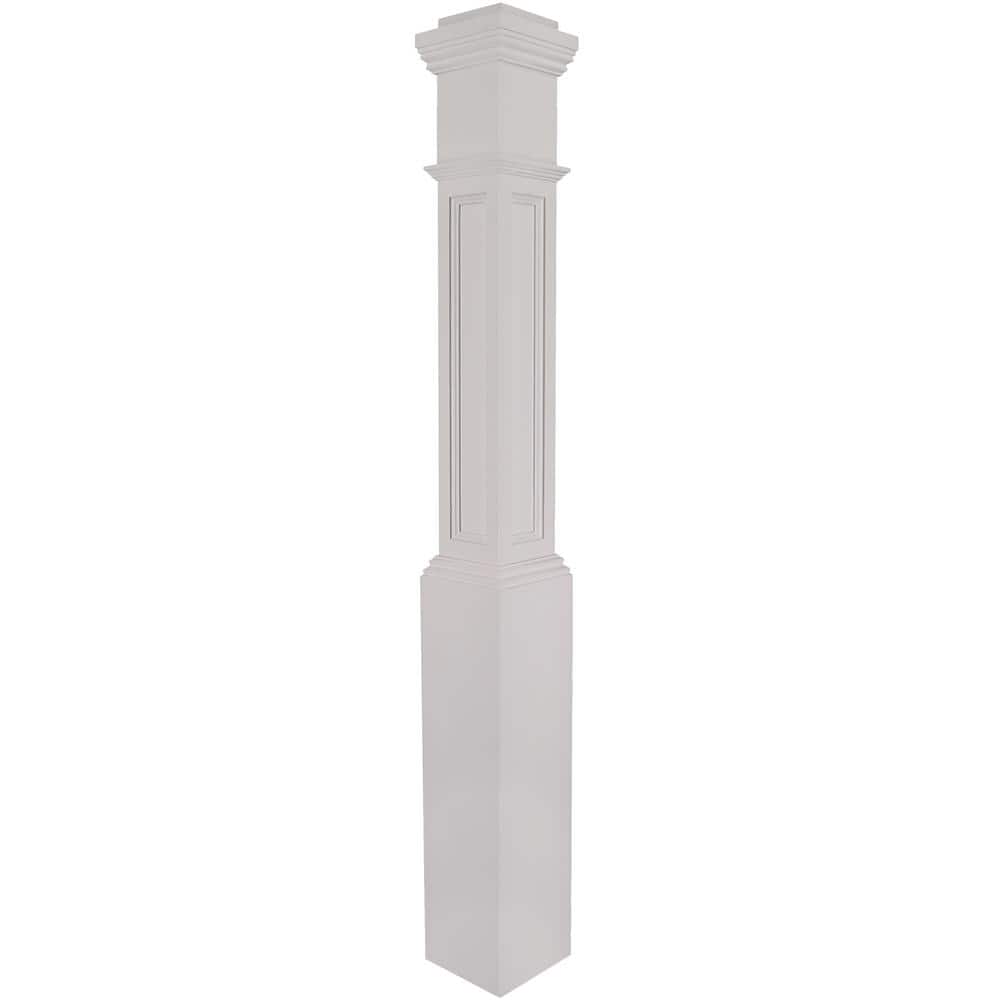 EVERMARK Stair Parts 4093 55 in. x 61/4 in. Primed White Flat Panel Box Newel Post for Stair