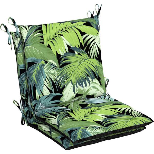 Hampton Bay 20 x 17 Black Tropicalia Outdoor Dining Chair Cushion (2-Pack)