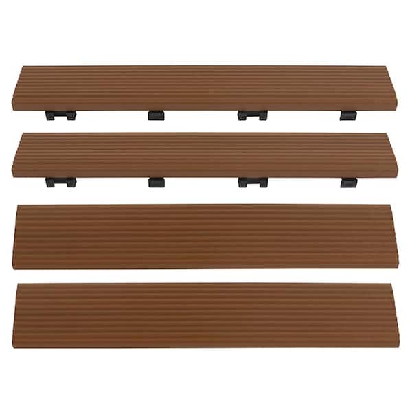 NewTechWood 1/6 ft. x 1 ft. Quick Deck Composite Deck Tile Straight Fascia in Peruvian Teak (4-Pieces/Box)