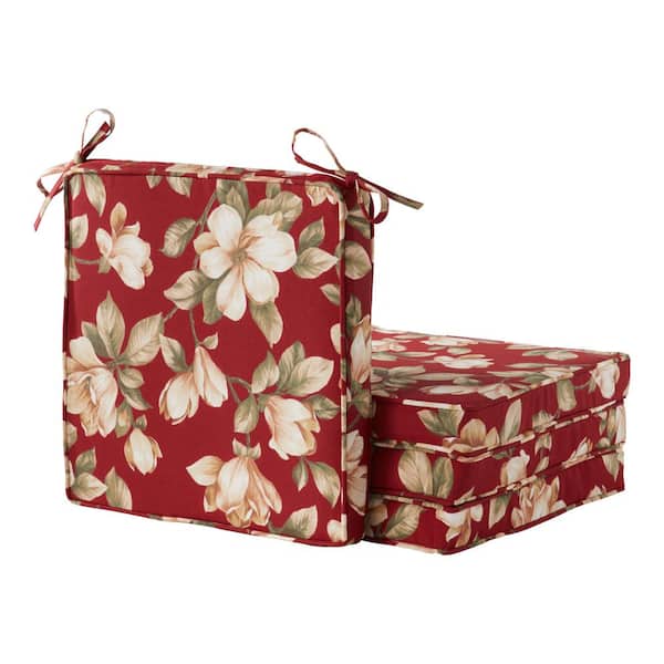 Greendale Home Fashions Aloha Red Floral 15 In. Round Outdoor Seat Cushion 4 Pack Oc6816s4 Aloha Red