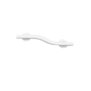 14 in. Right Hand Wave Design Grab Bar in Powder White