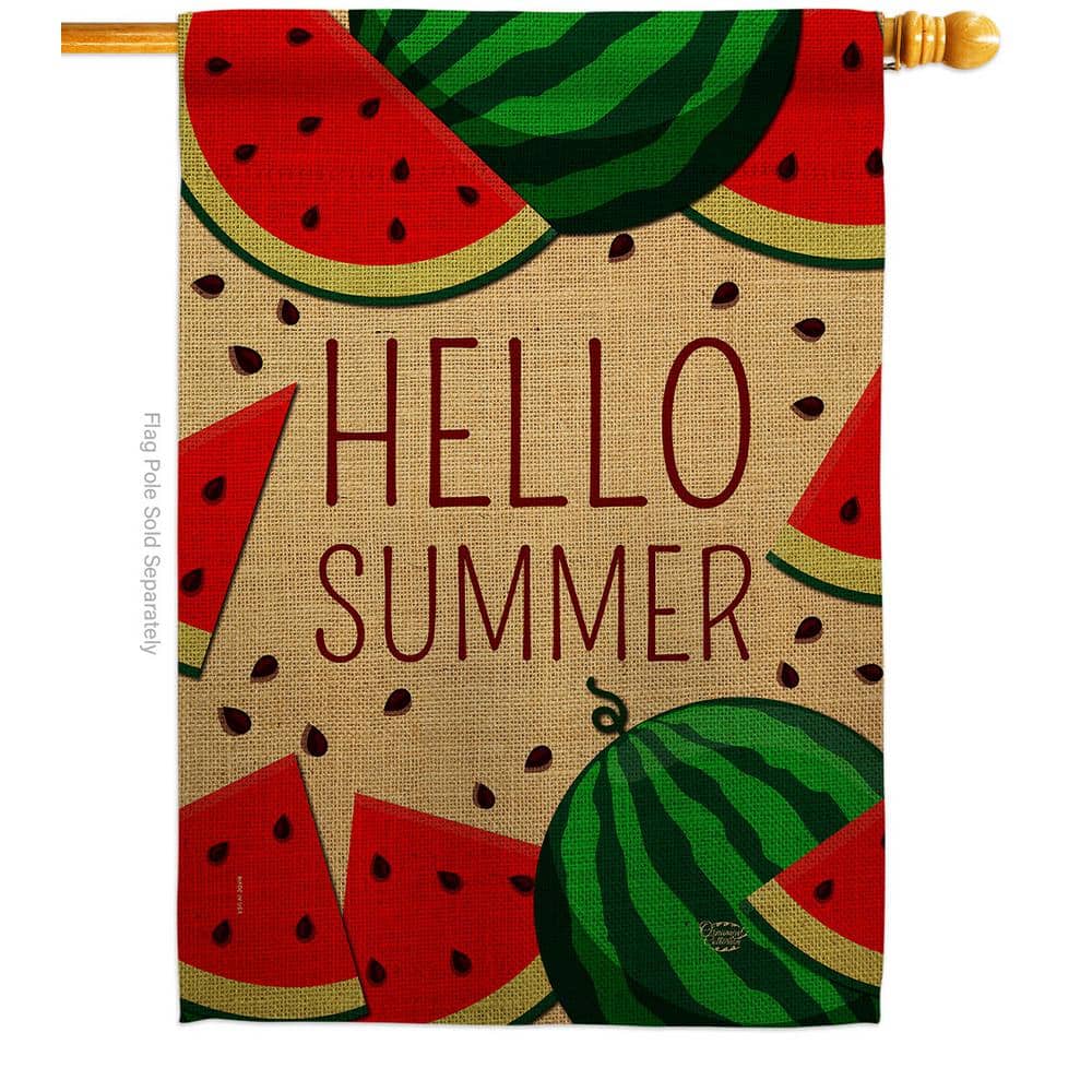 Ornament Collection 28 in. x 40 in. Watermelon Summer House Flag  Double-Sided Decorative Vertical Flags HDH192185-BO - The Home Depot