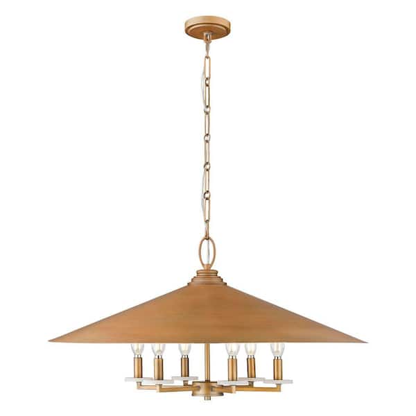 Unbranded - Rialto 32 in. Signature Gold 6 Light Pendant with Signature Gold Steel Shade