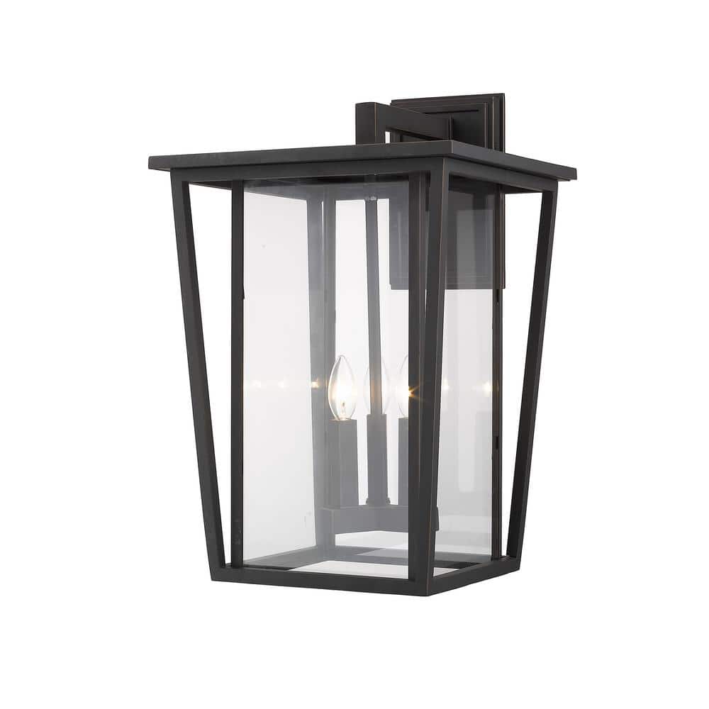Seoul Oil Rubbed Bronze Outdoor Hardwired Lantern Wall Sconce with No Bulbs