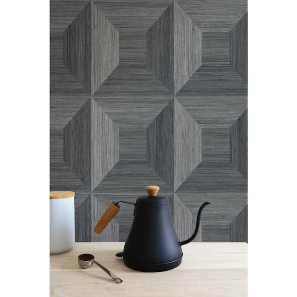 Cove Grey Squared Away Geometric Embossed Vinyl Unpasted Wallpaper Roll (60.75 sq. ft.)