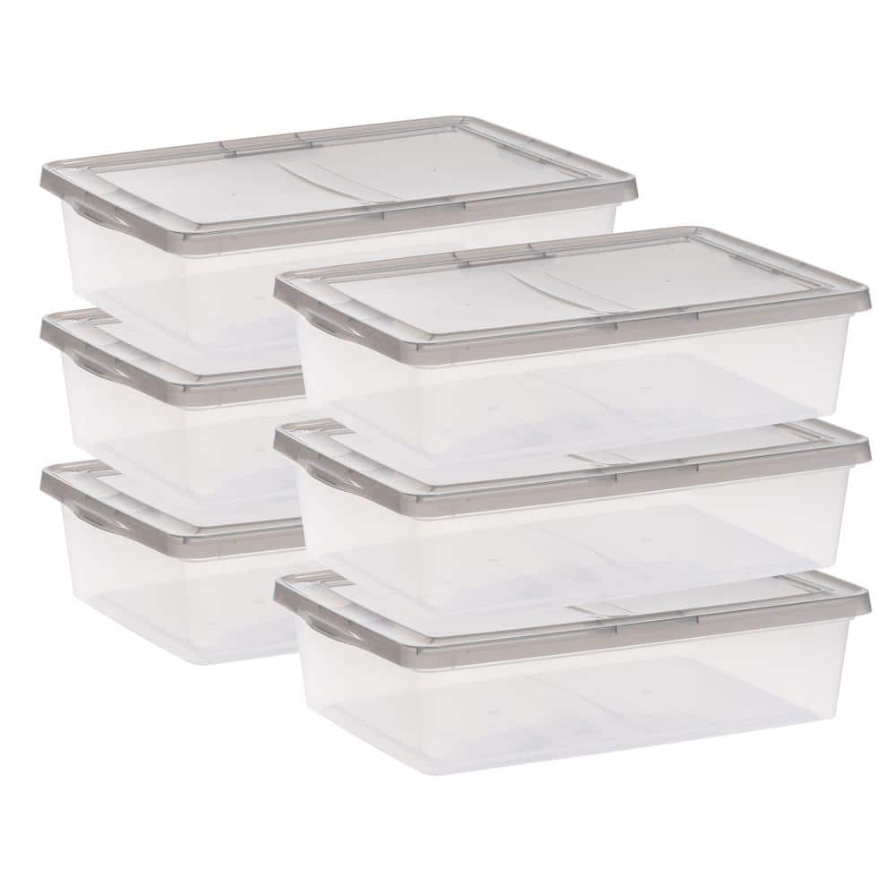 28 Qt. Snap Top Plastic Storage Box, Clear with Gray Lid (6-Pack) price history on PriceWatchPro