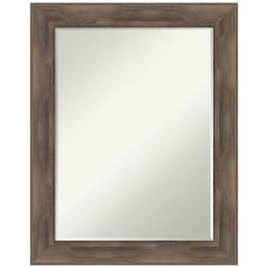 Hardwood Mocha 22.75 in. x 28.75 in. Petite Bevel Farmhouse Rectangle Wood Framed Wall Mirror in Brown