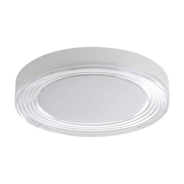 Ondulada 15.75 in. 35-Watt Modern Sand White Integrated LED Flush Mount with Clear Glass Shade