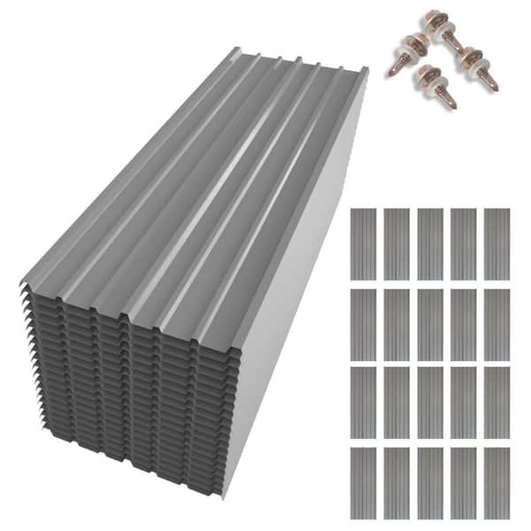 5.1 ft x 5.1 ft Corrugated Roof Panel 29 Gauge Galvanized Steel Roofing in Silver (20-Pack)