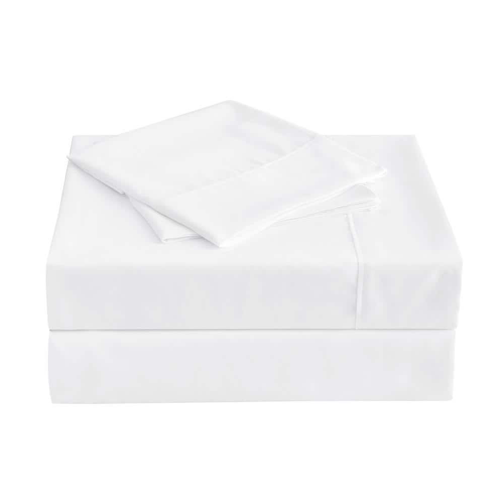 PUR & CALM 3Piece White Antimicrobial Solid Microfiber Twin Sheet Set