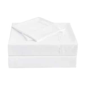 3-Piece White Antimicrobial Solid Microfiber Twin Sheet Set